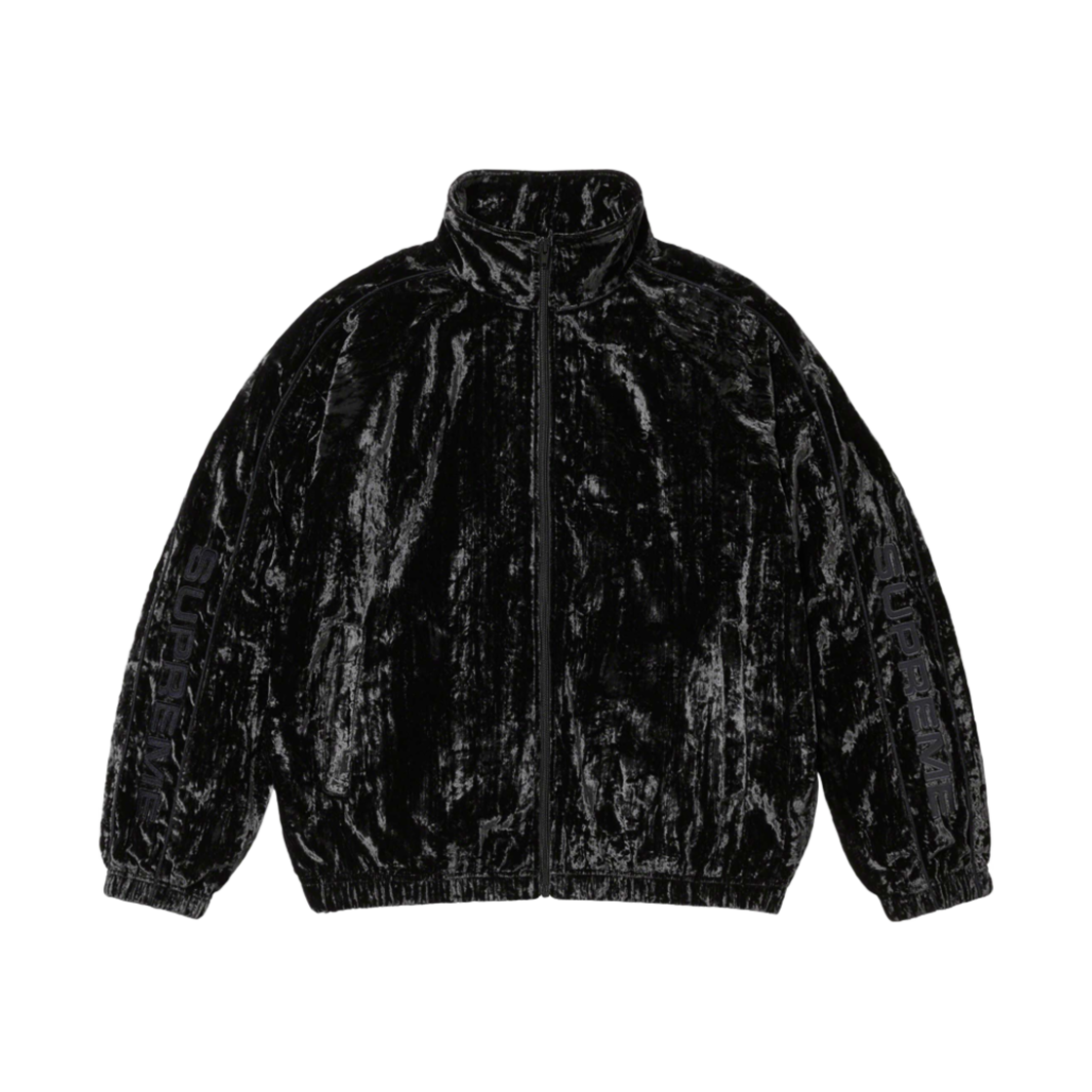 슈프림 크러쉬드 벨벳 트랙 자켓 블랙 - 23FW