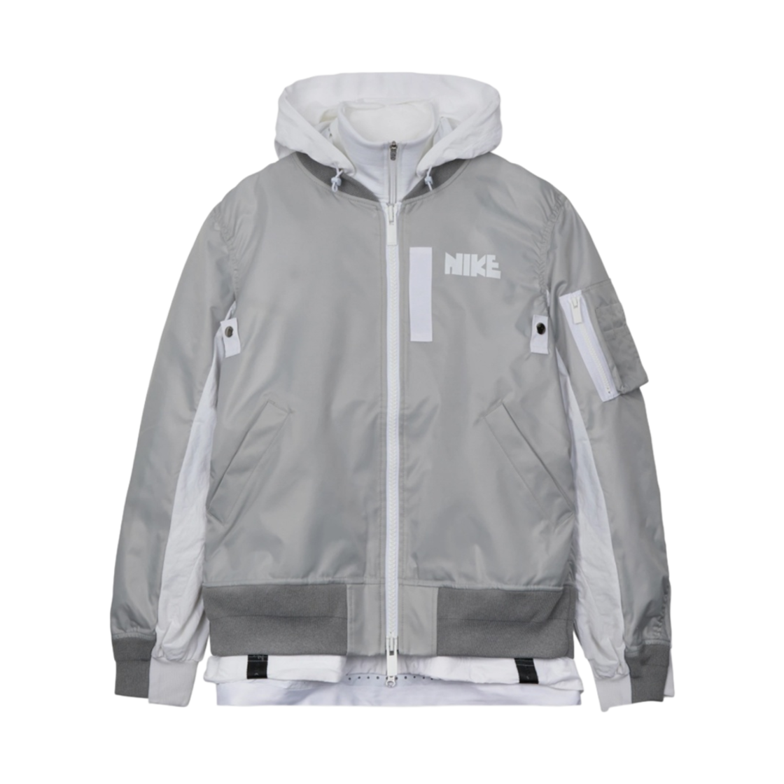 나이키 x 사카이 NRG 레이어드 봄버 자켓 그레이 포그 - US/EU(Nike x Sacai NRG Layered Bomber Jacket Grey Fog - US/EU)