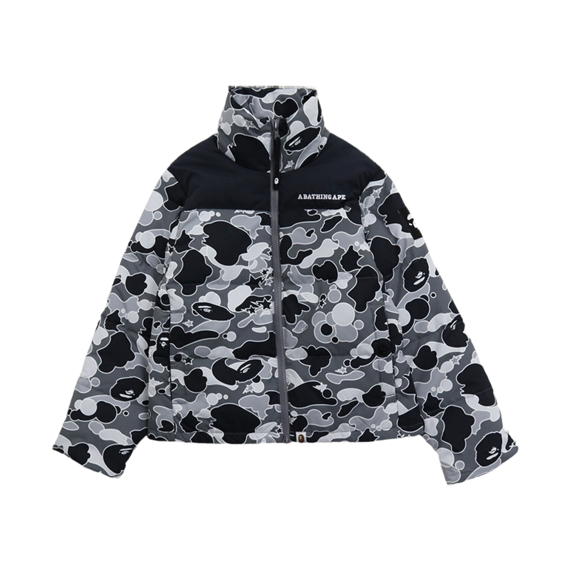 (W) 베이프 스타 카모 다운 자켓 블랙((W) BAPE Sta Camo Down Jacket Black) - 1