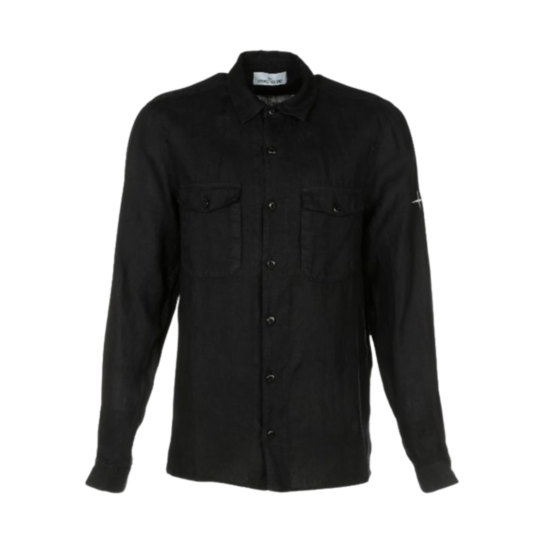 761512001-V0020 Stone Island 12001 Logo Linen Overshirt Navy - 22SS