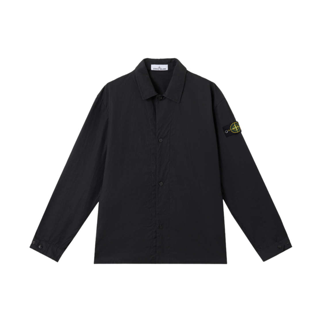 K1S1512000-13S0011-V0029 Stone Island 1200013 Supima Cotton Canvas Non-Aqueous Dyeing Technology Comfort Fit Overshirt with Hand Pockets and Snap Fastening Black - 25SS