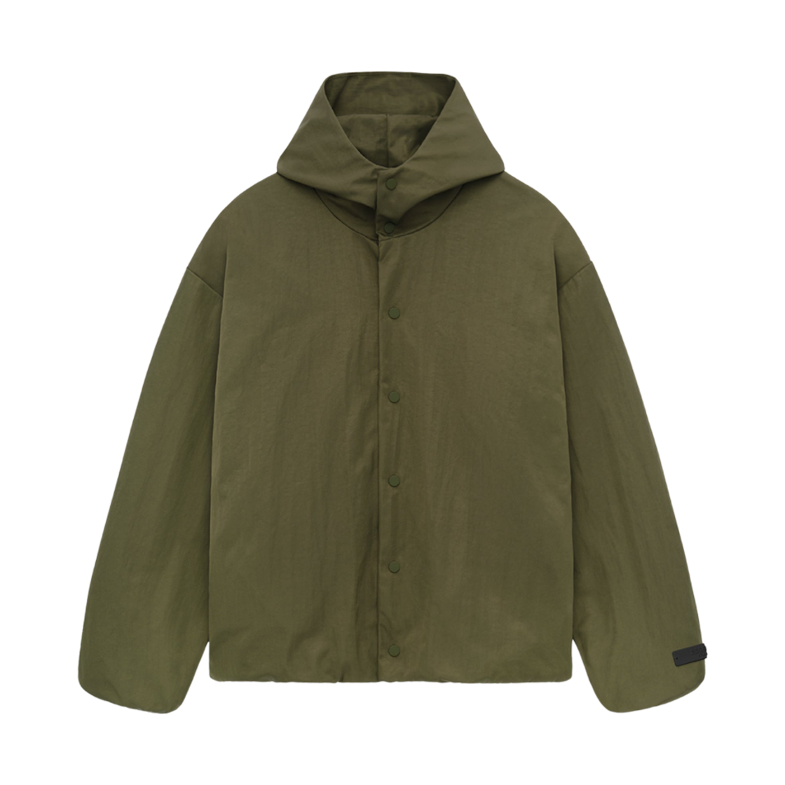 - Essentials Textured Nylon Hooded Coaches Jacket Military - 24FW