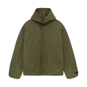 Essentials Textured Nylon Hooded Coaches Jacket Military - 24FW