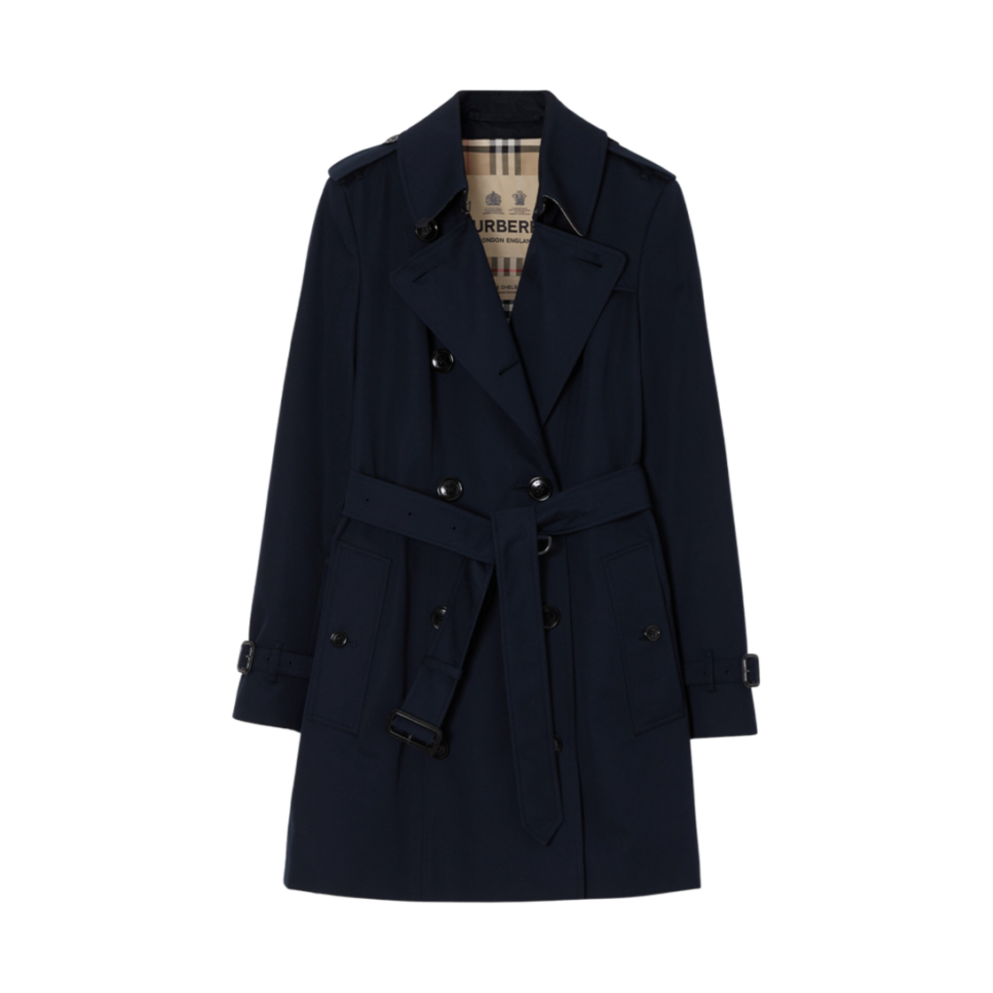 (W) 버버리 숏 첼시 헤리티지 트렌치 코트 콜 블루((W) Burberry Short Chelsea Heritage Trench Coat Coal Blue) - 1