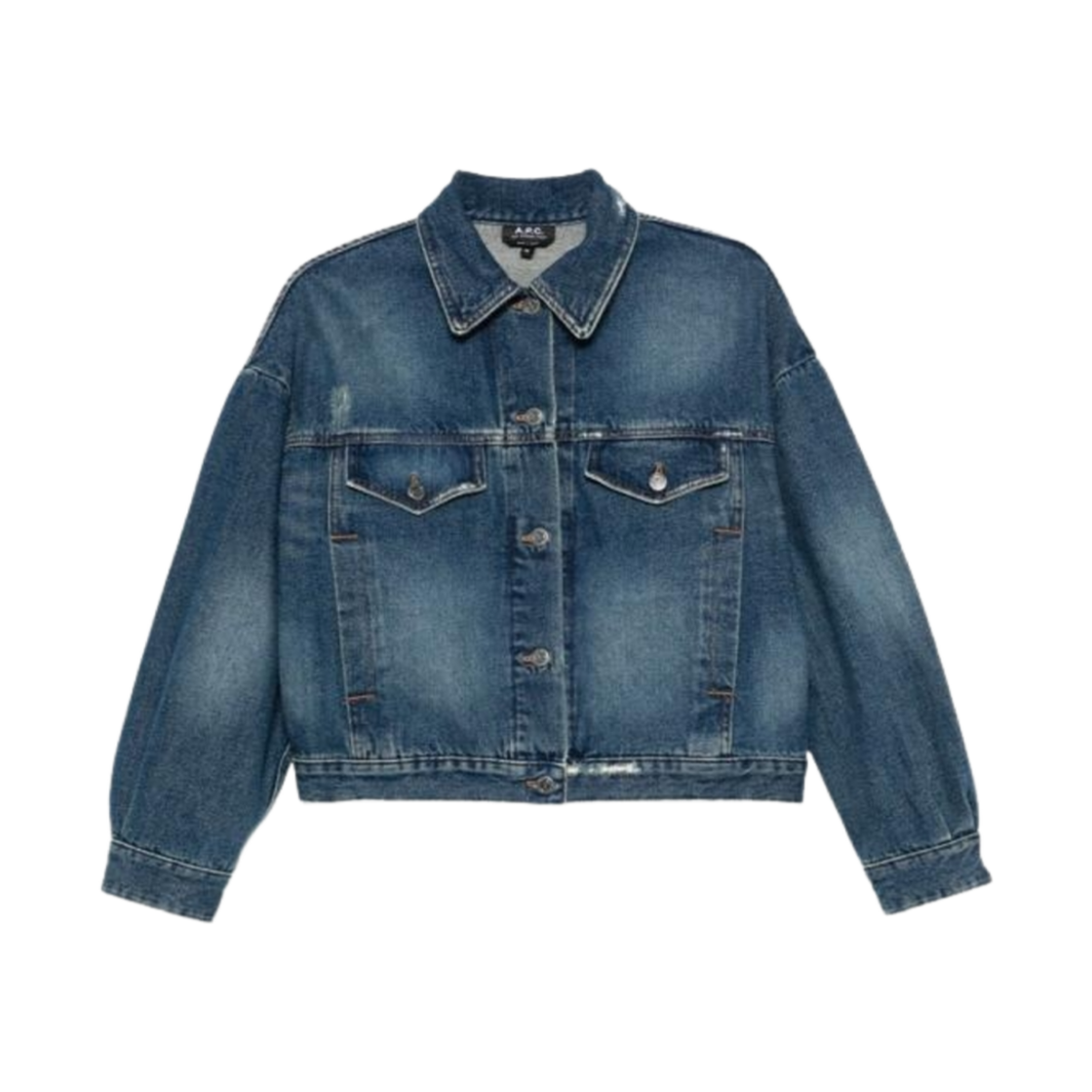 (W) 아페쎄 박시 데님 자켓 스톤워시드 인디고((W) A.P.C. Boxy Denim Jacket Stonewashed Indigo)