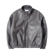 QT8 Garments TL Synthetic Leather Hidden Jacket Charcoal
