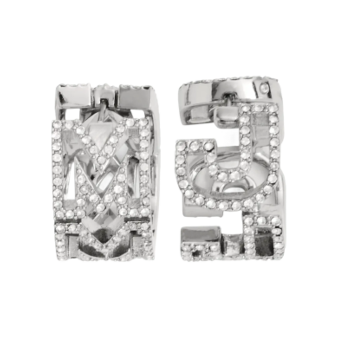 2R3JER001J67-059 (W) Marc Jacobs Monogram Crystal Hoops Silver