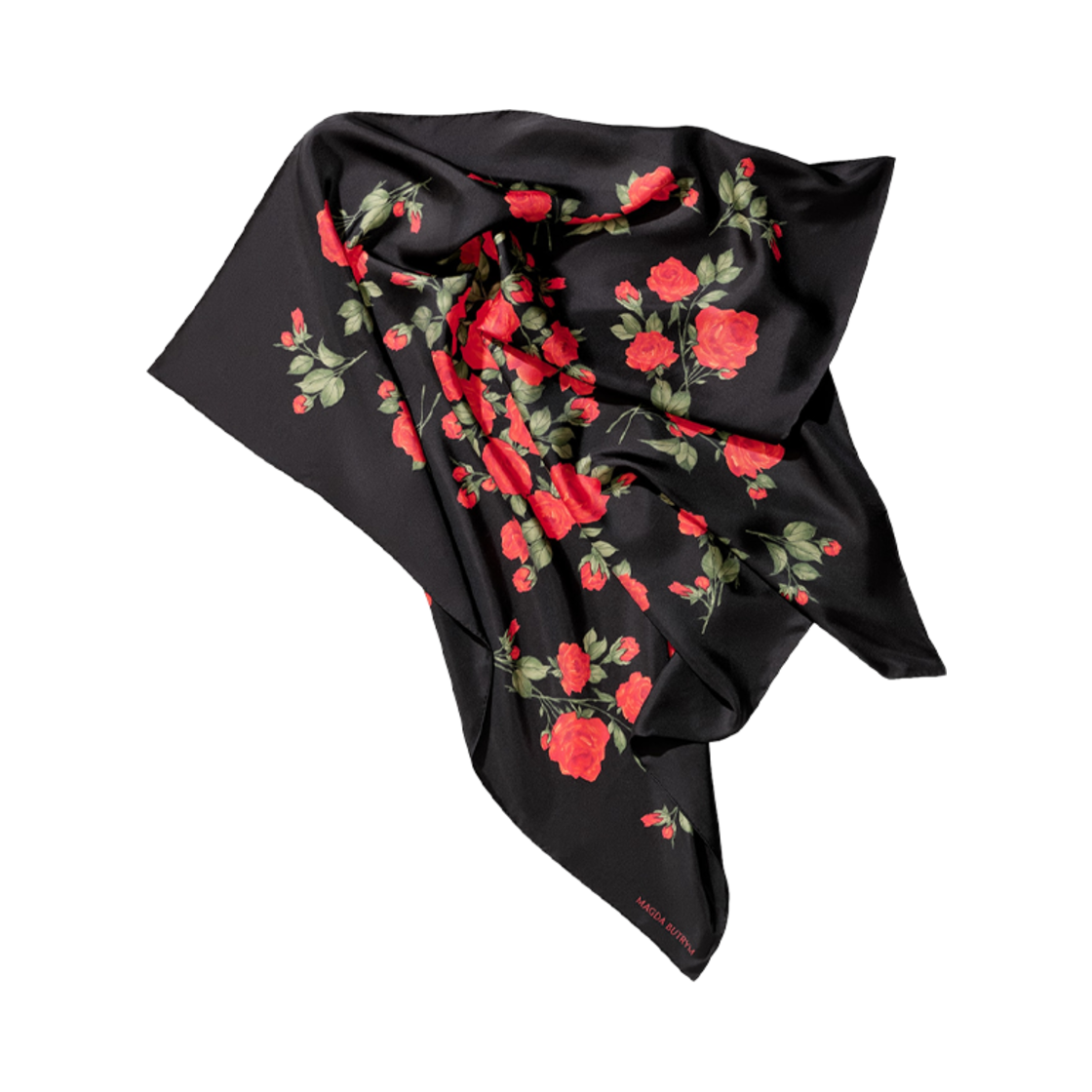 (W) 에이치앤엠 x 막다 부트림 프린티드 실크 스카프 블랙 로즈((W) H&M x Magda Butrym Printed Silk Scarf Black Rose)
