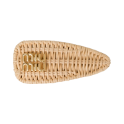 (W) Miu Miu Wicker Hair Clip Natural