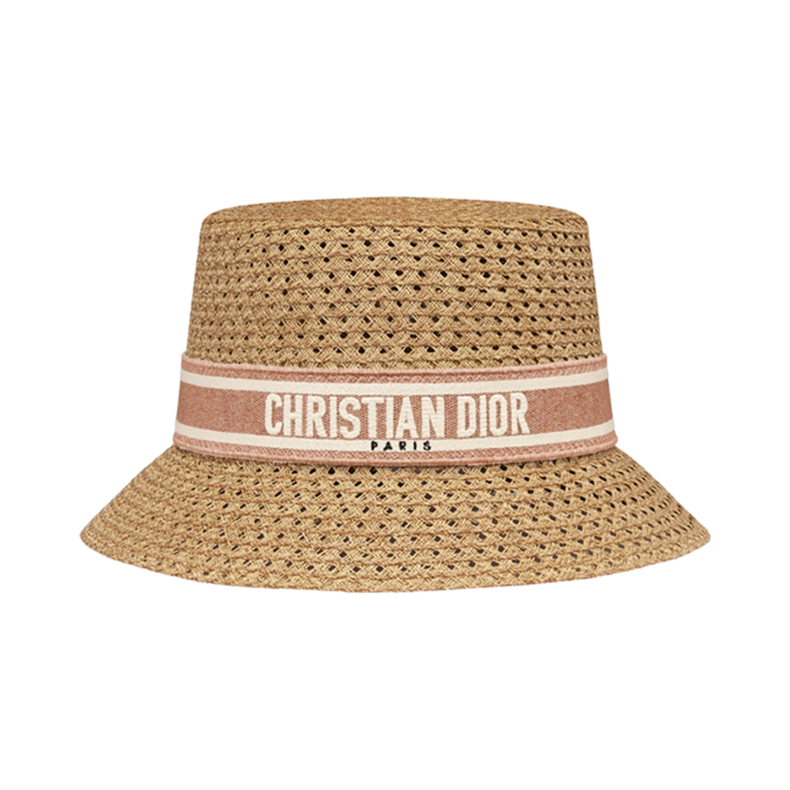 (W) 디올 D-바비 스몰 버킷햇 스트로우 로즈 벤트 화이트 밴드((W) Dior D-Bobby Small Brim Hat Straw Roses Vents White Band) - 1