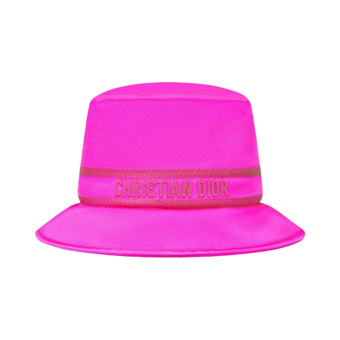 (W) 디올 D 바비 사틴 스몰 스몰 클로시 버킷햇 라니 핑크 테크니컬 실크 사틴((W) Dior D Bobby Satin Small Brim Bucket Hat Rani Pink Technical Silk Satin) - 1