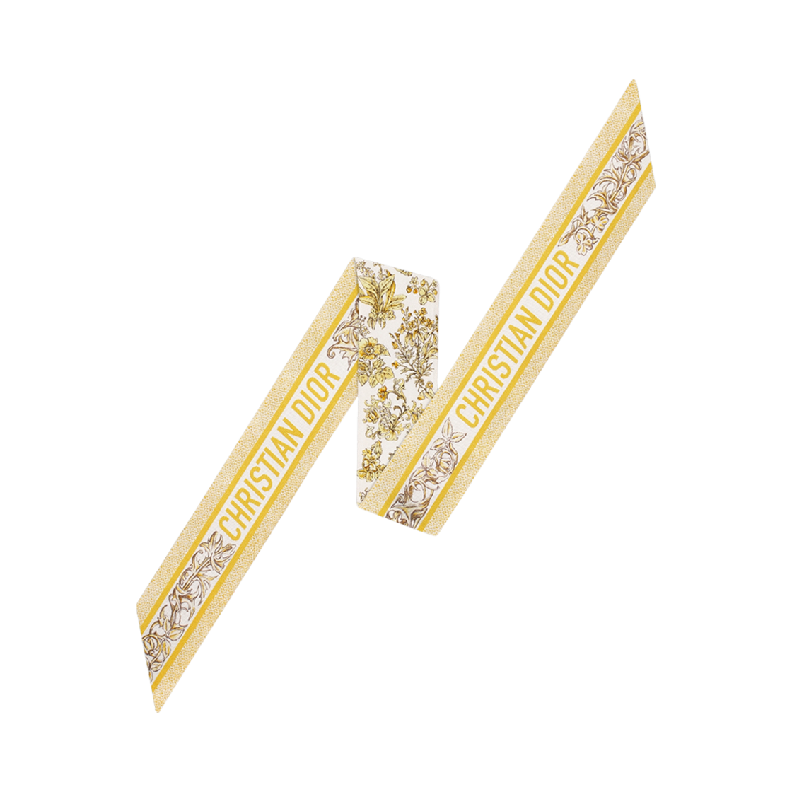 디올 밀레피오리 미차 스카프 실크 트윌 앤 메탈릭 쓰레드 아이보리 골드(Dior Millefiori Mitzah Scarf Silk Twill and Metallic Thread Ivory Gold) - 2
