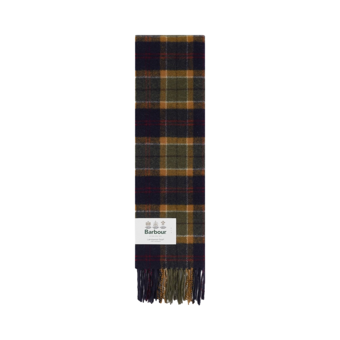 URSC2F003E2/USC0001GN31 Barbour Tartan Pattern Lambswool Muffler Green Navy Red