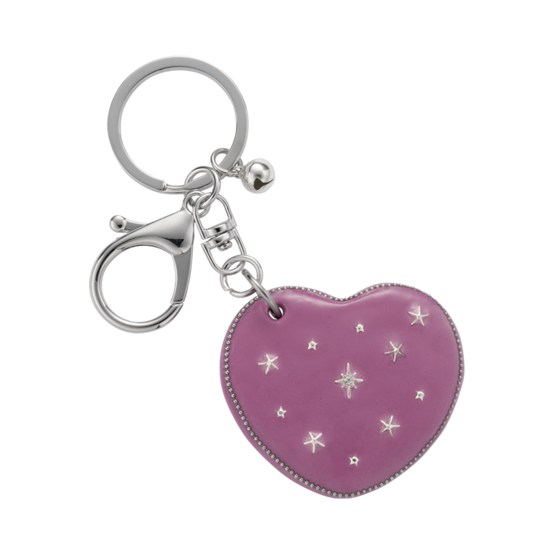 Nff443 Nff Heart Dia Mirror Key Ring Purple Pink