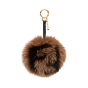 Fendi Pom Pom Fur Charm Brown