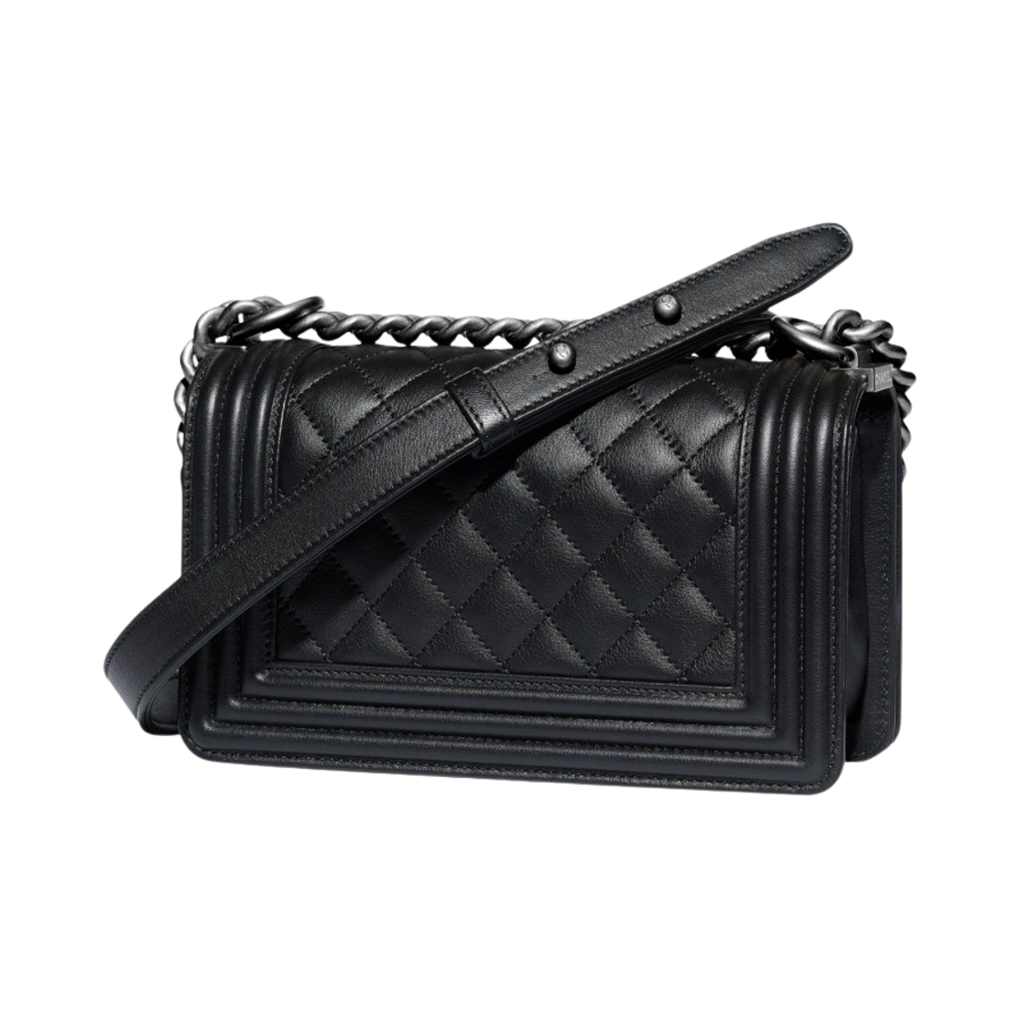 샤넬 보이 샤넬 스몰 플랩백 카프스킨 & 루테늄 메탈 블랙(Chanel Small Boy Chanel Handbag Calfskin & Ruthenium Black) - 2