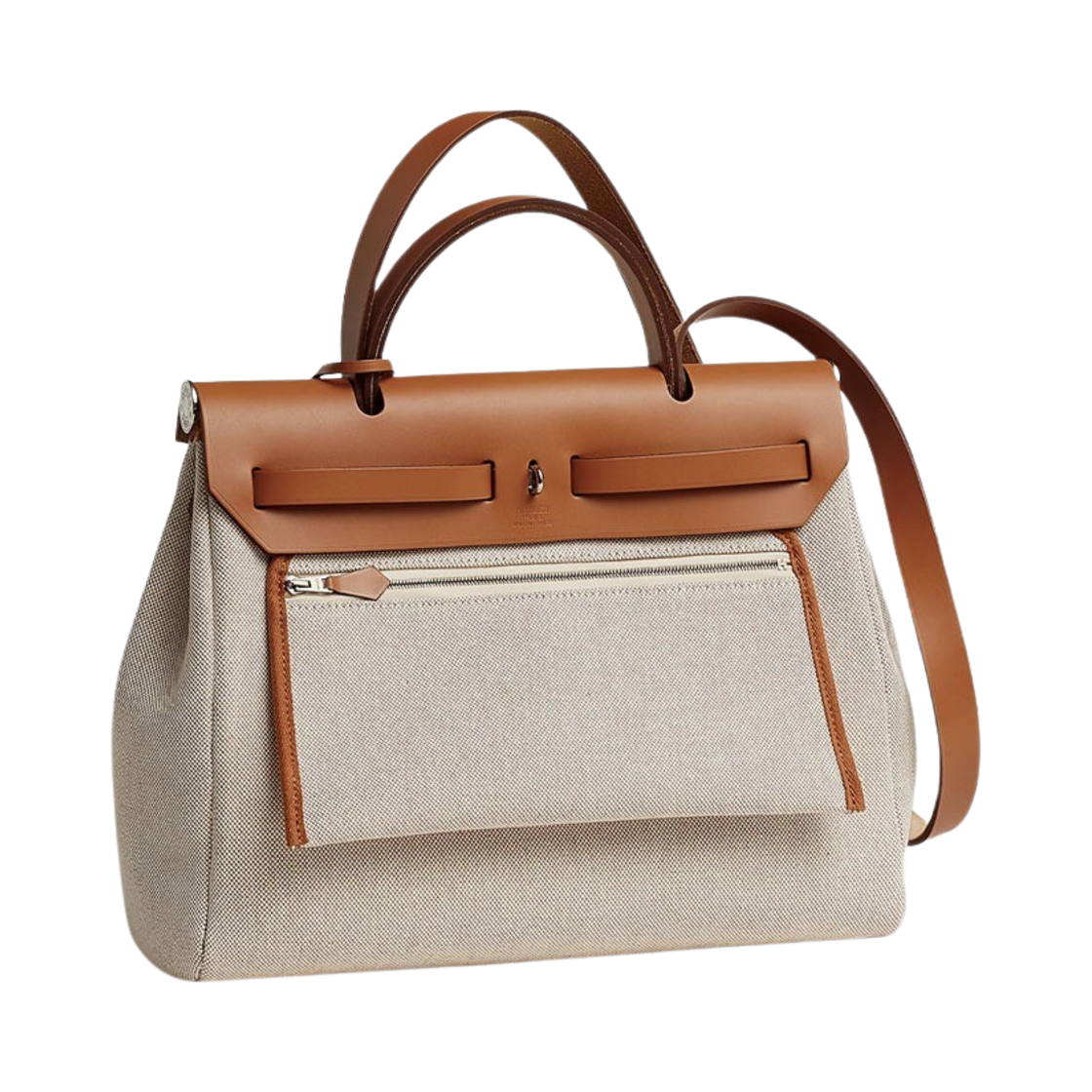 에르메스 에르백 집 31 백 H 플럼 캔버스 & 팔라듐 하드웨어 포브 에크류 베쥬 포브(Hermes Herbag Zip 31 Bag H Plume Canvas & Palladium Fauve Ecru Beige Fauve) - 3