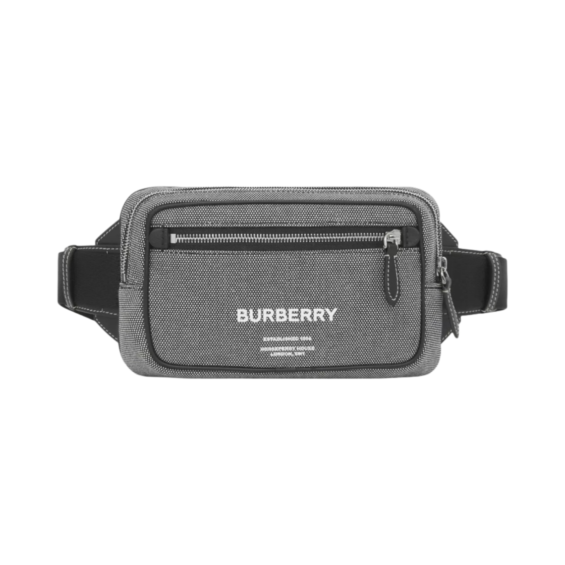 버버리 호스페리 프린트 코튼 캔버스 범백 블랙 그레이(Burberry Horseferry Print Cotton Canvas Bum Bag Black Grey) - 1