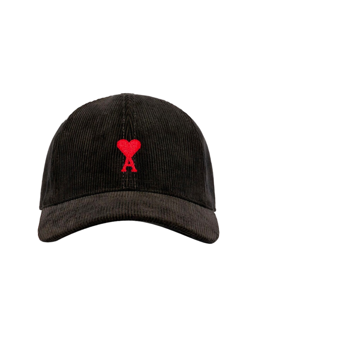 아미 스몰 하트 로고 코듀로이 베이스볼 캡 블랙