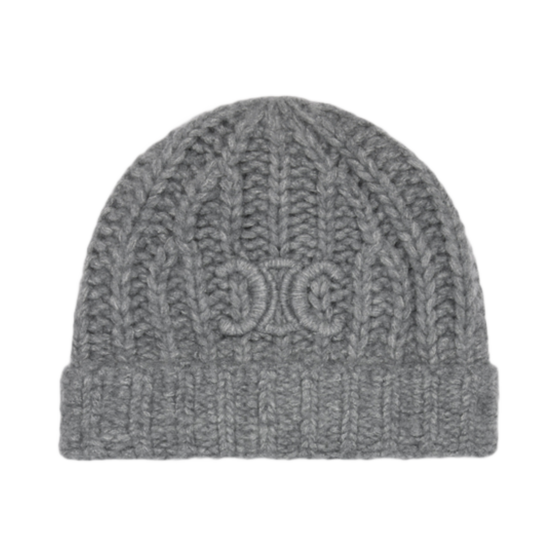 2ADOM912Z-09GR Celine Triomphe Beanie in Cashmere Wool and Silk Grey