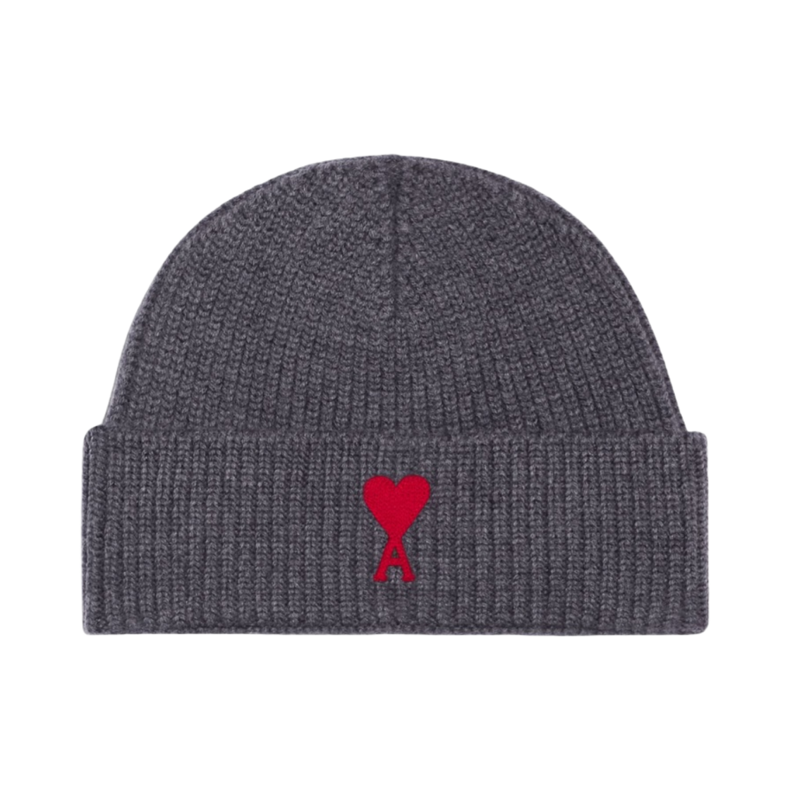 아미 스몰 하트 로고 비니 그레이 레드(AMI de Coeur Beanie Grey Red)