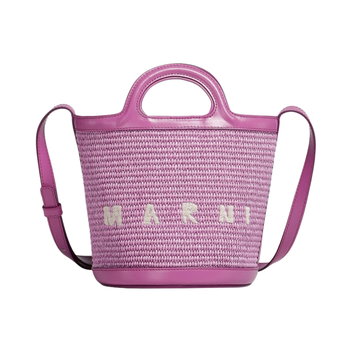 마르니 레더 & 라피아 트로피칼리아 스몰 버킷백 라이트 라일락(Marni Leather & Raffia Tropicalia Small Bucket Bag Light Lilac)