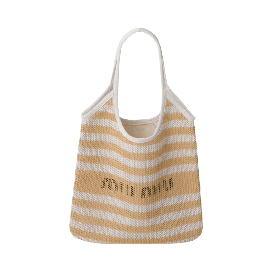 미우 미우 패브릭 앤 리넨 토트백 화이트 베이지(Miu Miu Fabric and Linen Tote Bag White Beige) - 1