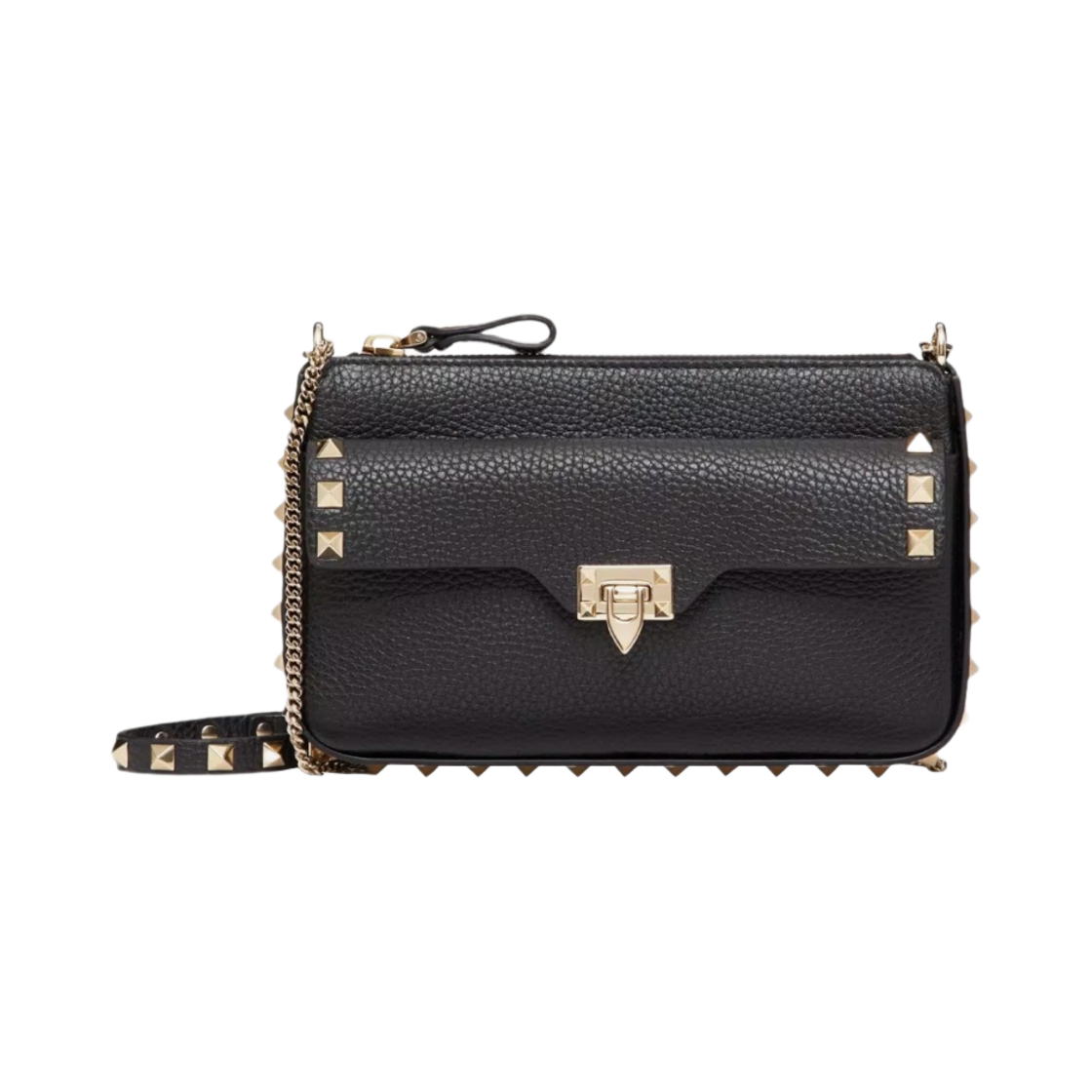발렌티노 그레인드 카프스킨 락스터드 체인 파우치 블랙(Valentino Rockstud Chain Pouch in Grained Calfskin Black) - 1