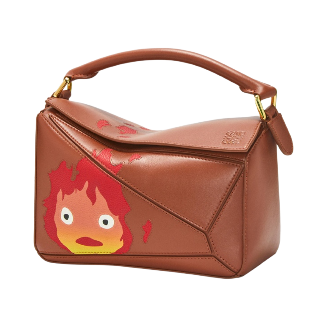 로에베 x 하울의 움직이는 성 캘시퍼 스몰 퍼즐백 사틴 카프스킨 러스트(Loewe x Howl's Moving Castle Calcifer Small Puzzle Bag in Satin Calfskin Rust) - 1