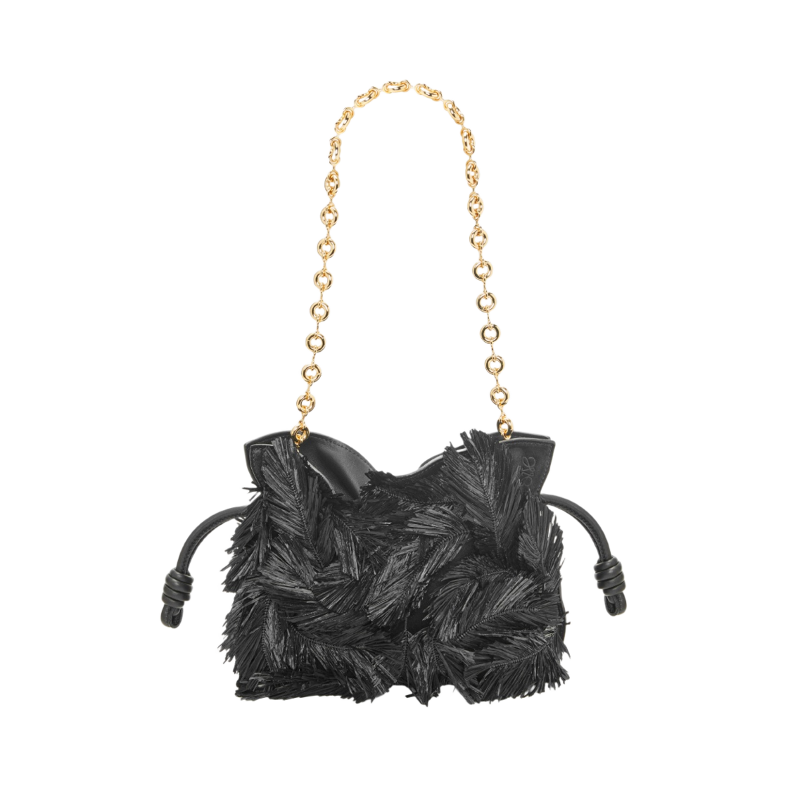 로에베 x 하울의 움직이는 성 미니 플라멩코 클러치 스웨이드 라피아 블랙(Loewe x Howl's Moving Castle Mini Flamenco Clutch in Suede and Raffia Black) - 5