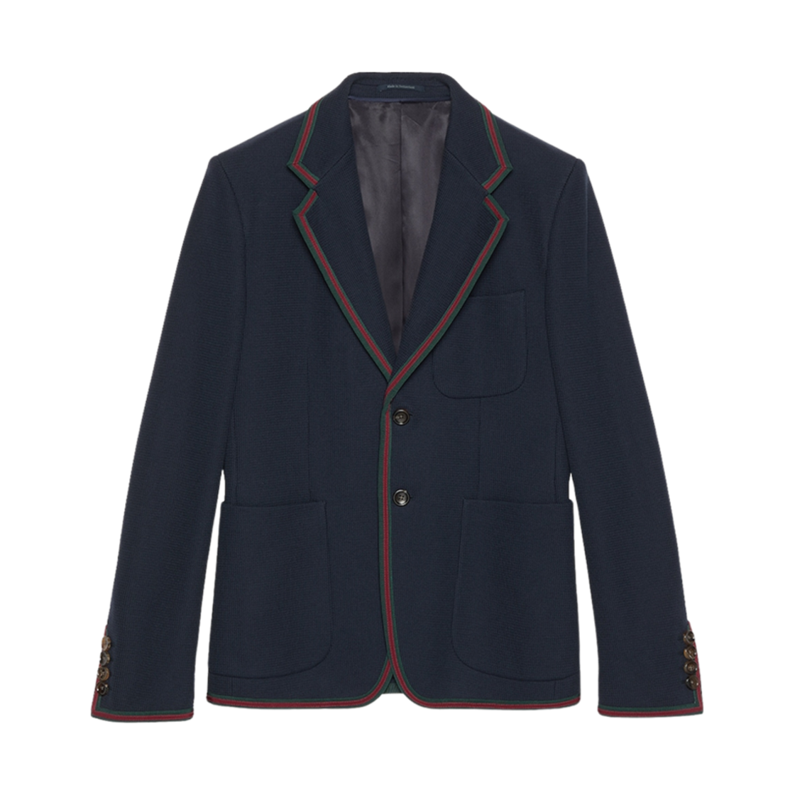 구찌 코튼 저지 자켓 웹 다크 블루(Gucci Cotton Jersey Jacket with Web Dark Blue) - 1