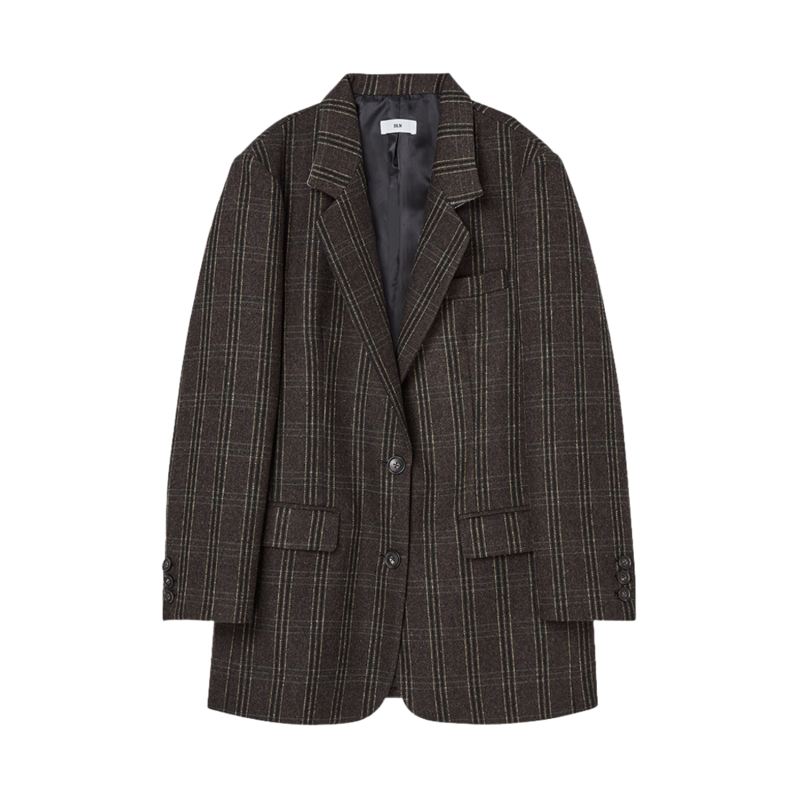 SNFWJK02 SILN Classic Check Wool Single Jacket Brown Check