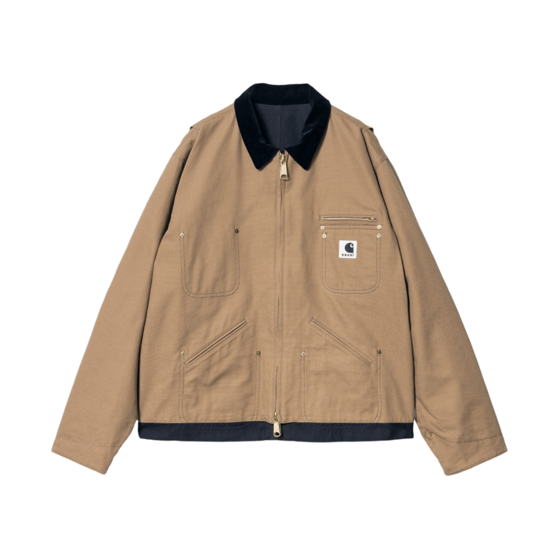 사카이 x 칼하트 WIP 리버시블 덕 자켓 베이지 네이비(Sacai x Carhartt WIP Reversible Duck Jacket Beige Navy)