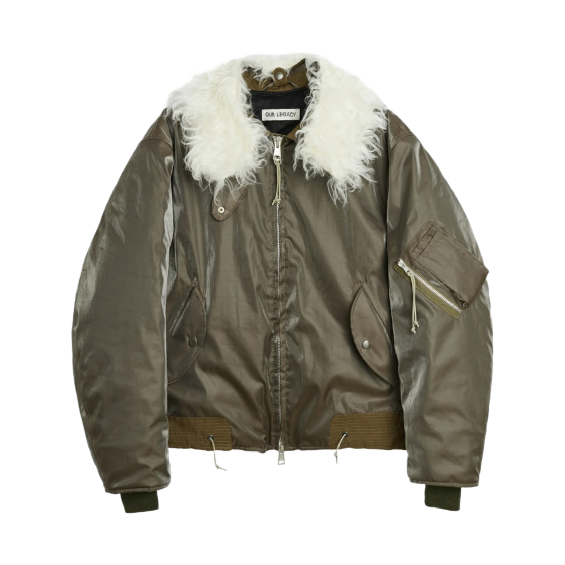(W) 아워레가시 글립토돈 봄버 아미 그린 쉬머 테크((W) Our Legacy Glyptodon Bomber Army Green Shimmer Tech) - 2