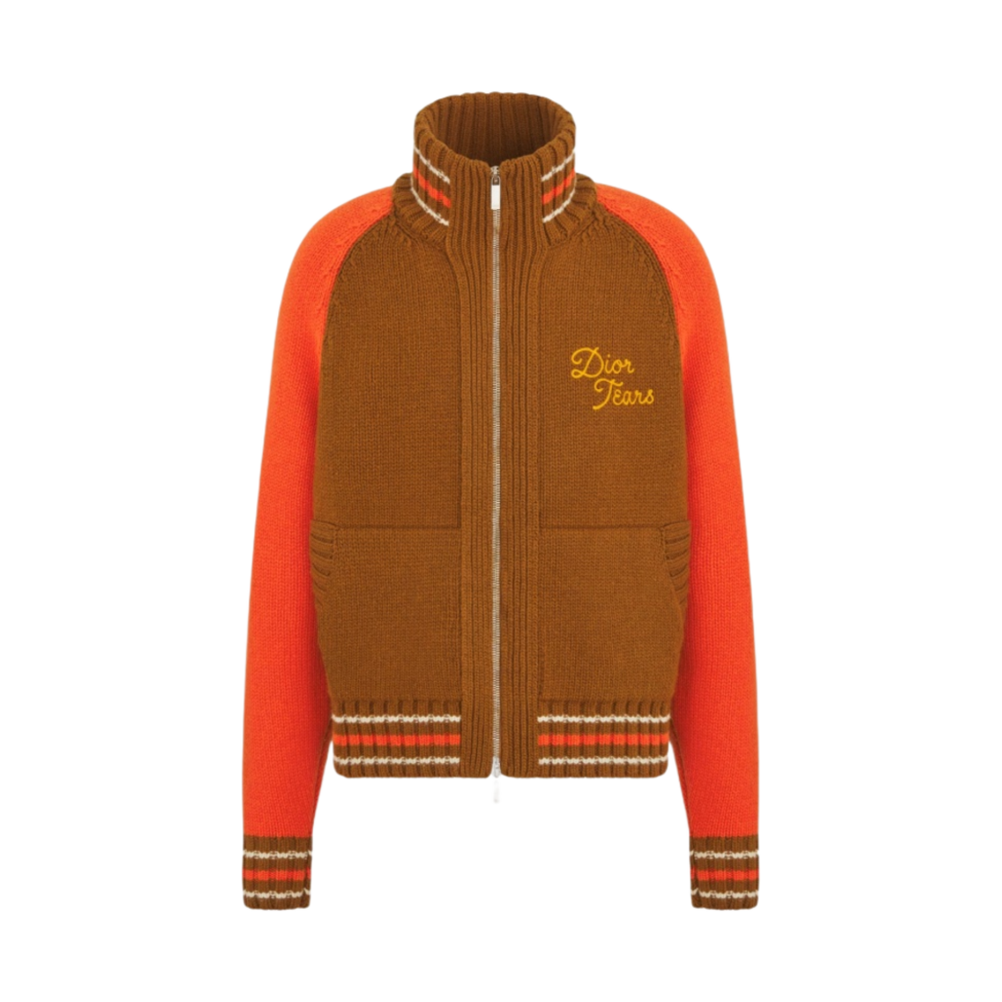 디올 x 데님 티어스 디올 티어스 지퍼 블루종 울 캐시미어 저지 브라운 레드(Dior x Denim Tears Dior Tears Zipped Blouson Wool and Cashmere Jersey Brown Red) - 1