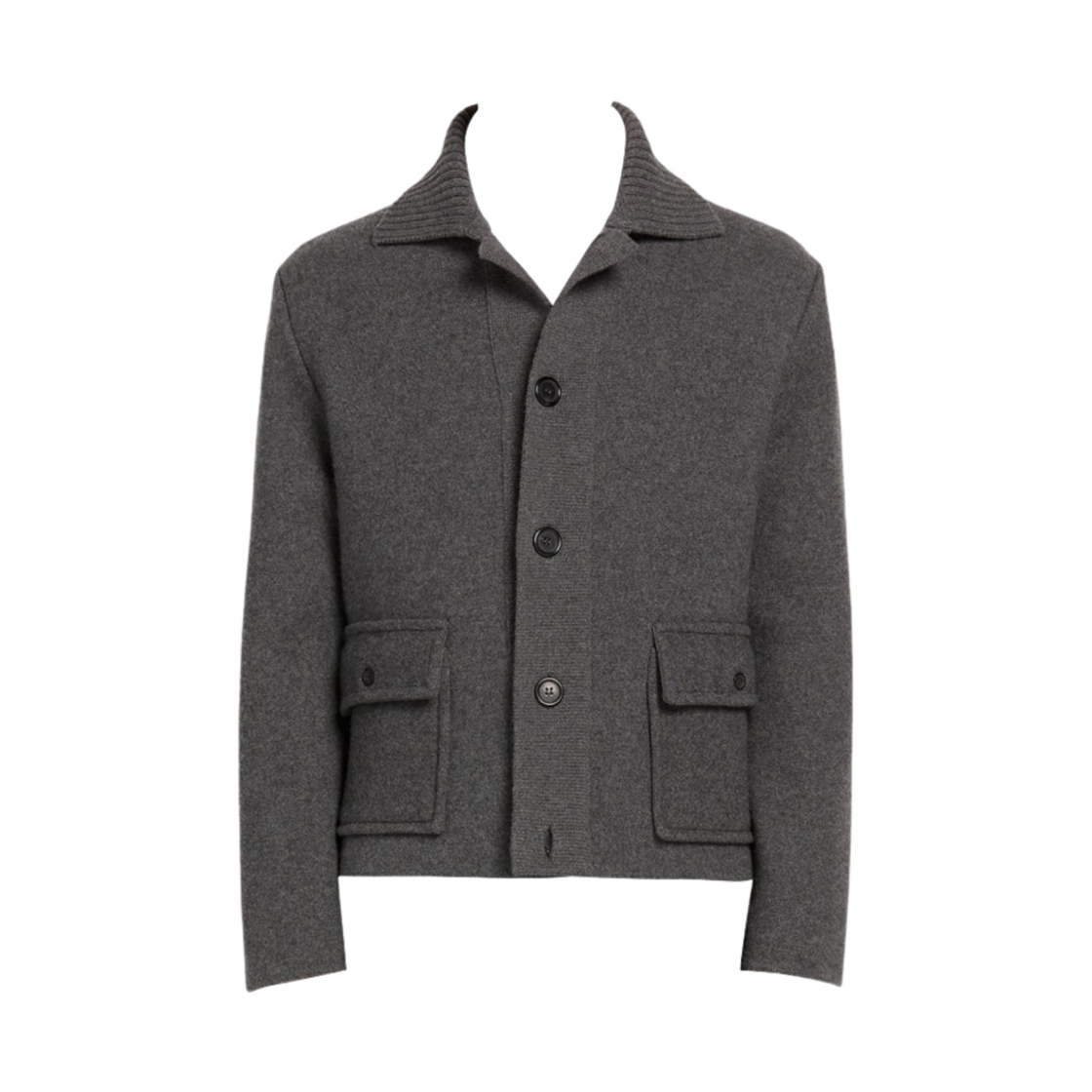 MKJ069A-Y1019-035 Thom Browne Jersey Stitch Boiled Merino Wool Center Back Intarsia Stripe Workmen's Jacket Medium Grey