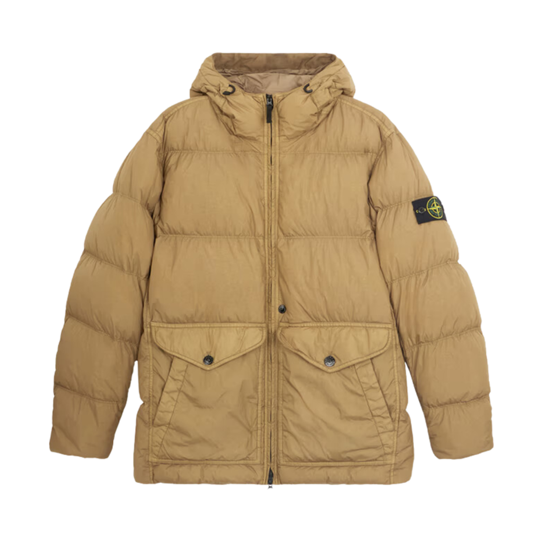 스톤 아일랜드 40723 크링클랩스 후드 다운 자켓 비스킷 - 24FW(Stone Island 40723 Crinkle Reps Hooded Down Jacket Biscuit - 24FW)