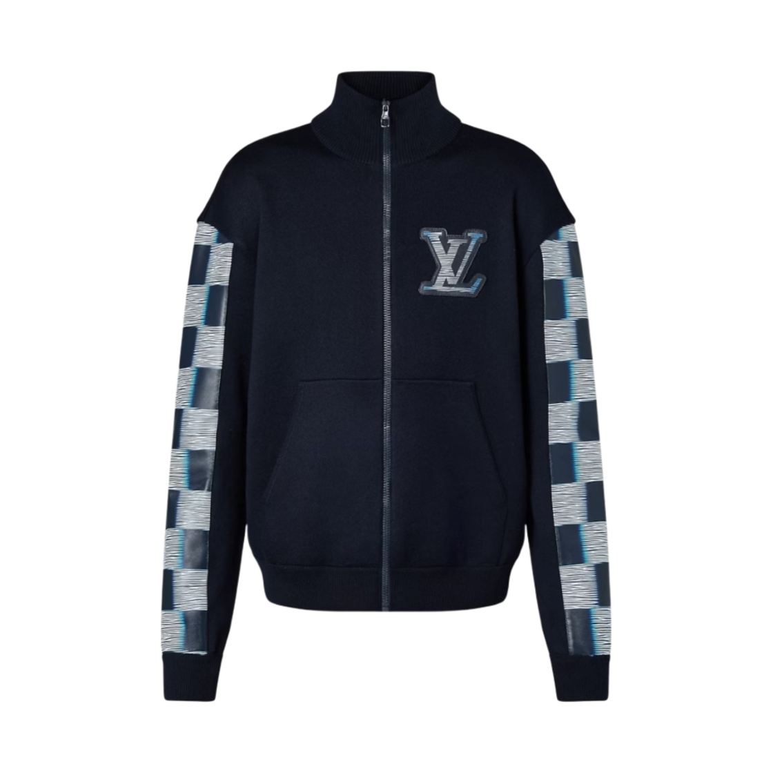 - Louis Vuitton Wool And Leather Track Top Dark Night Blue