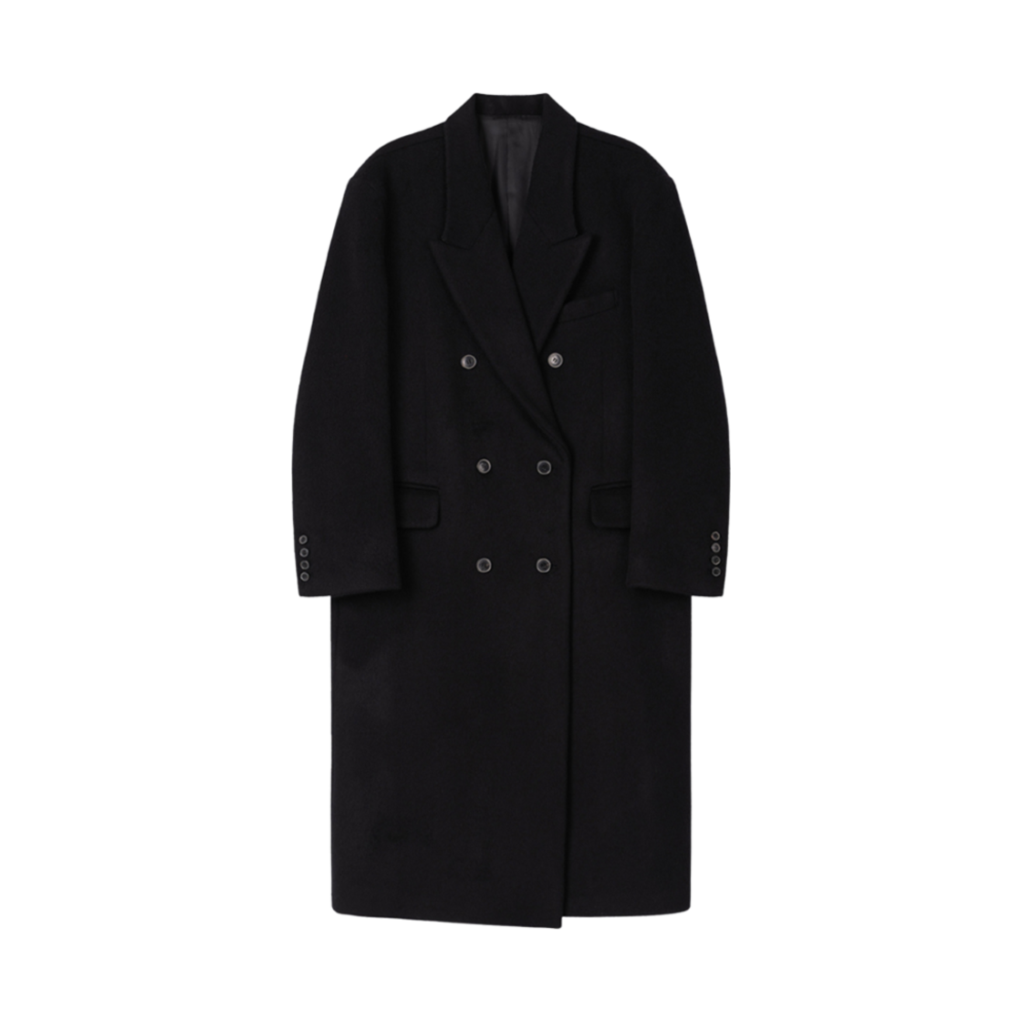 (W) 더오유 울 오버사이즈 롱 코트 블랙((W) Theohyou Wool Oversize Long Coat Black)