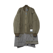 Maison Mihara Yasuhiro Bottom Layered Military Coat Khaki