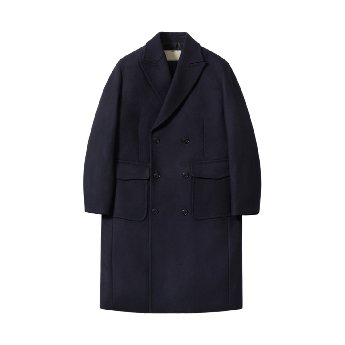포터리 멜튼 울 더블 브레스티드 코트 수퍼 파인 캐시미어 울 블렌드 멜튼 클로스 다크 네이비(Pottery Melton Wool Double Breasted Coat Super Fine Cashmere Wool Blend Melton Cloth Dark Navy)