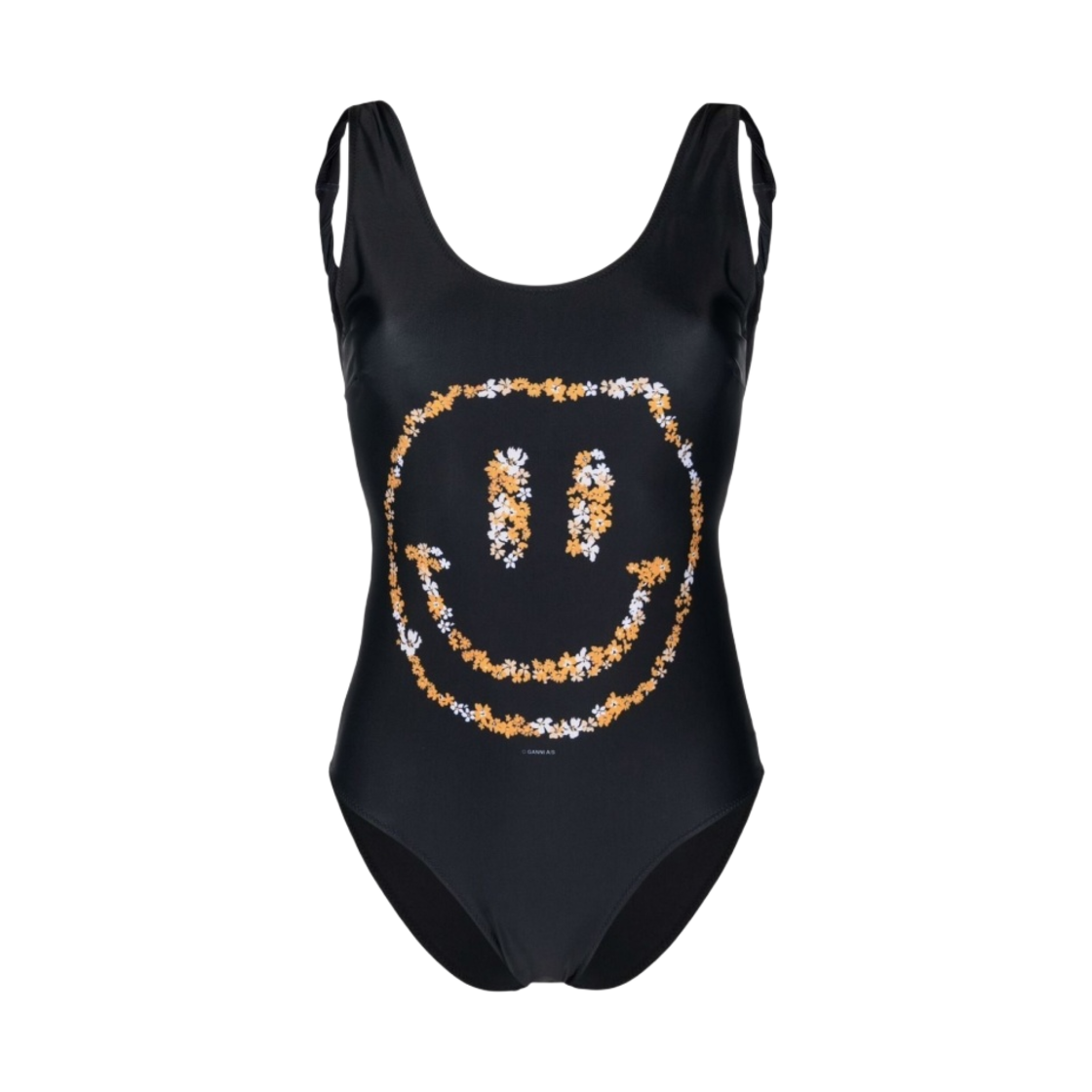 (W) 가니 스마일리 원피스 스윔수트 블랙((W) Ganni Smiley One-Piece Swimsuit Black) - 1
