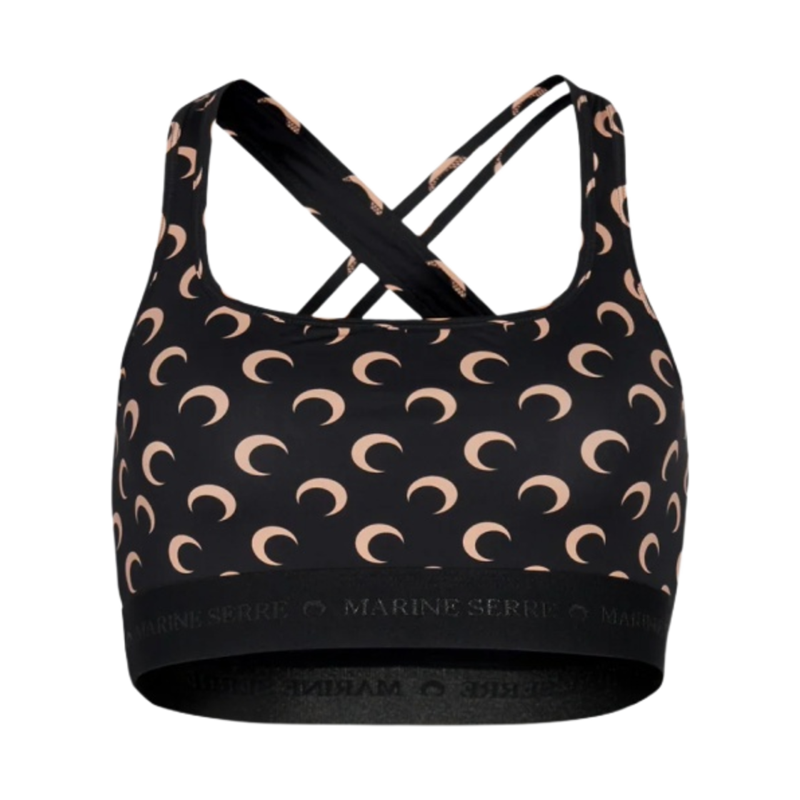 (W) 마린 세르 리사이클 문 저지 스포츠 브라 문 탄 온 블랙((W) Marine Serre Recycled Moon Jersey Sport Bra Moon Tan On Black)