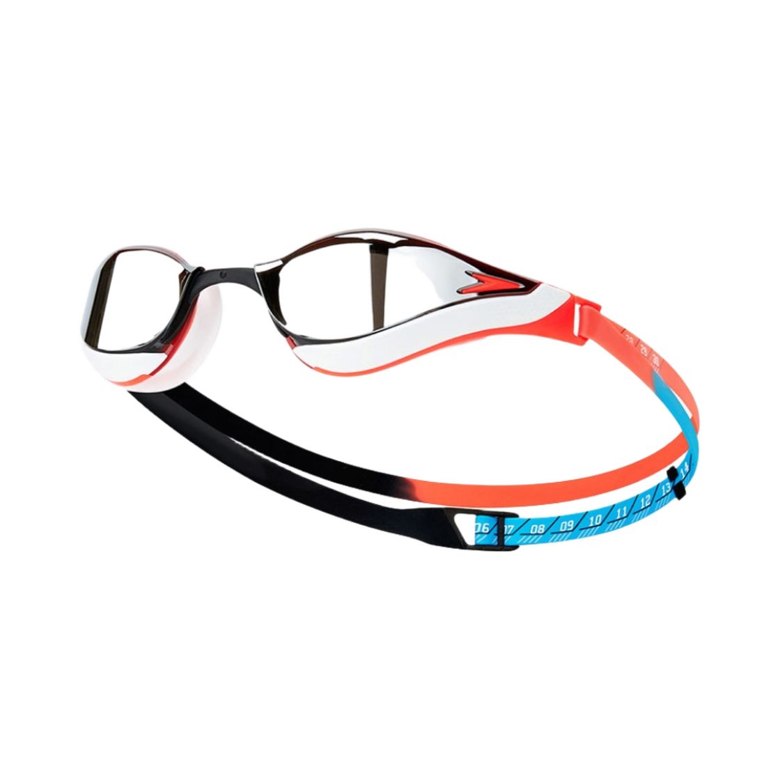 스피도 패스트스킨 퓨어 포커스 미러 스윔 고글 레드 블랙 - 아시아 핏(Speedo Fastskin Pure Focus Mirror Swim Goggles Red Black - Asia Fit)