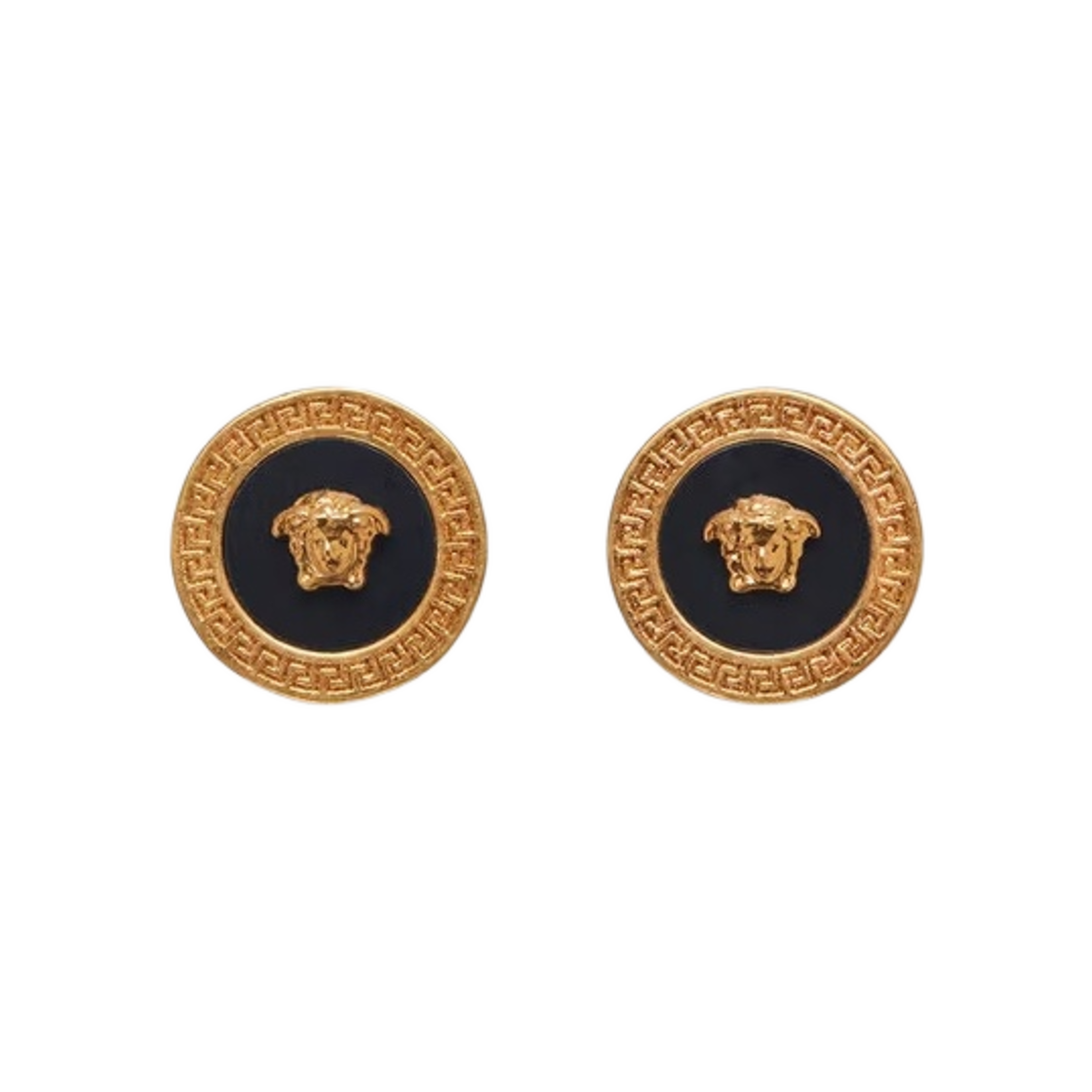 DG27256-DJMR-K41T Versace Enamel Medusa Stud Earrings Black Gold