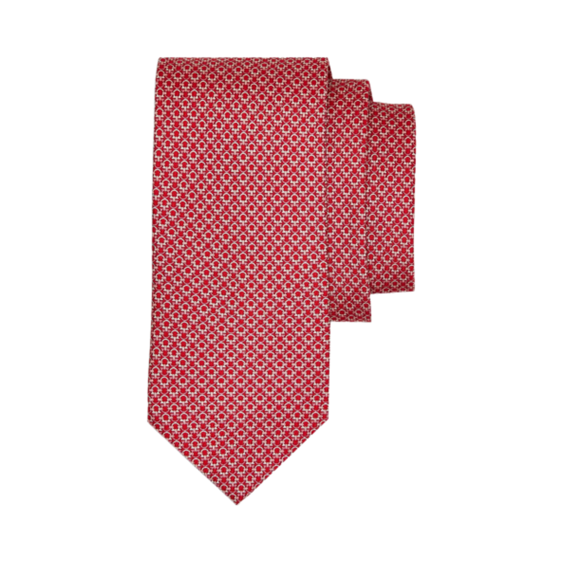 358771-722511 Ferragamo Gancini Print Silk Tie Red Pink