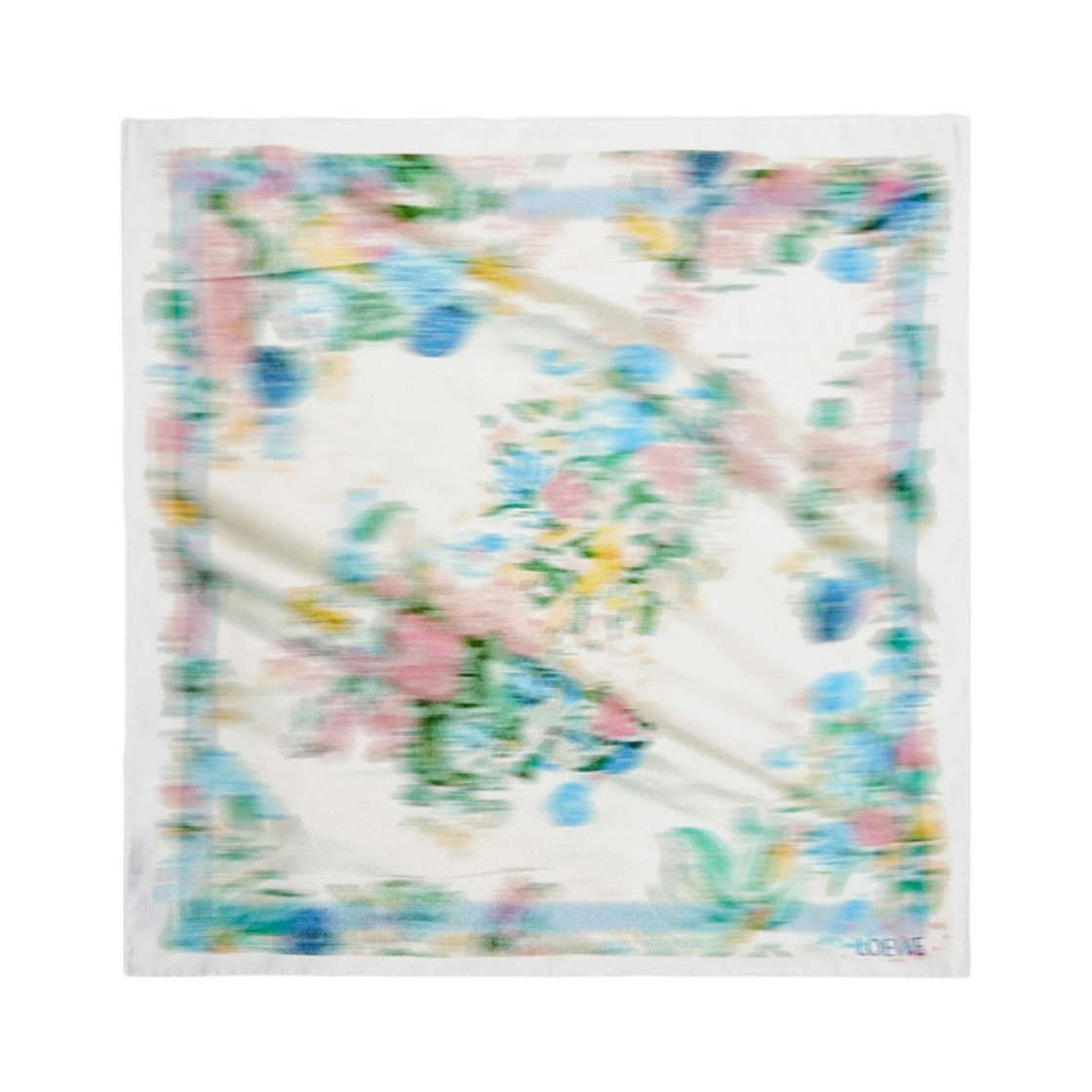 (W) 로에베 스카프 인 실크 화이트 멀티컬러((W) Loewe Scarf In Silk White Multicolor)