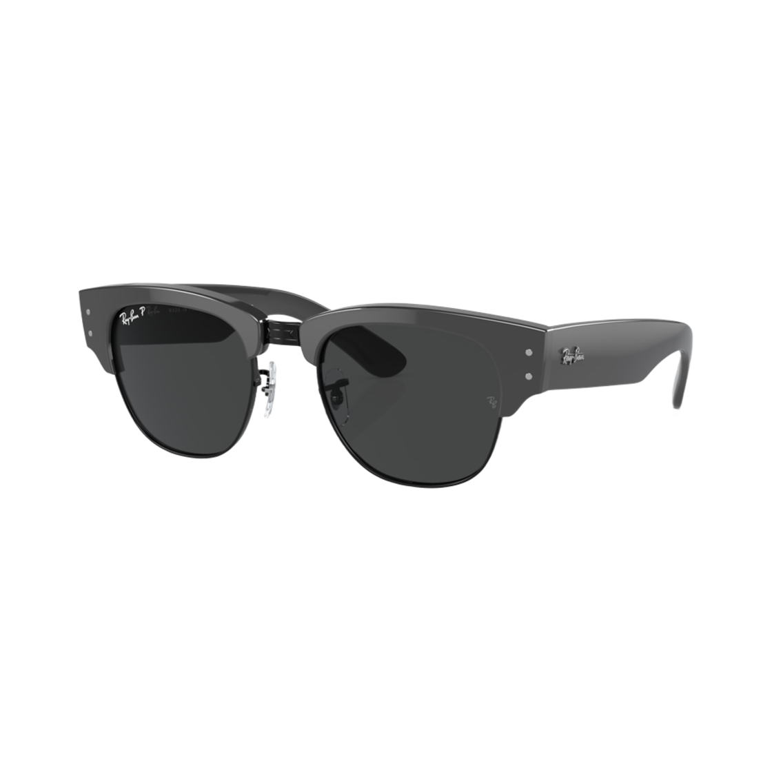 레이밴 메가 클럽마스터 폴리쉬드 그레이 온 블랙 프레임 블랙 클래식 렌즈 하이 브릿지 핏(Ray-Ban Mega Clubmaster Polished Grey On Black Frame Black Classic Lenses High Bridge Fit) - 1