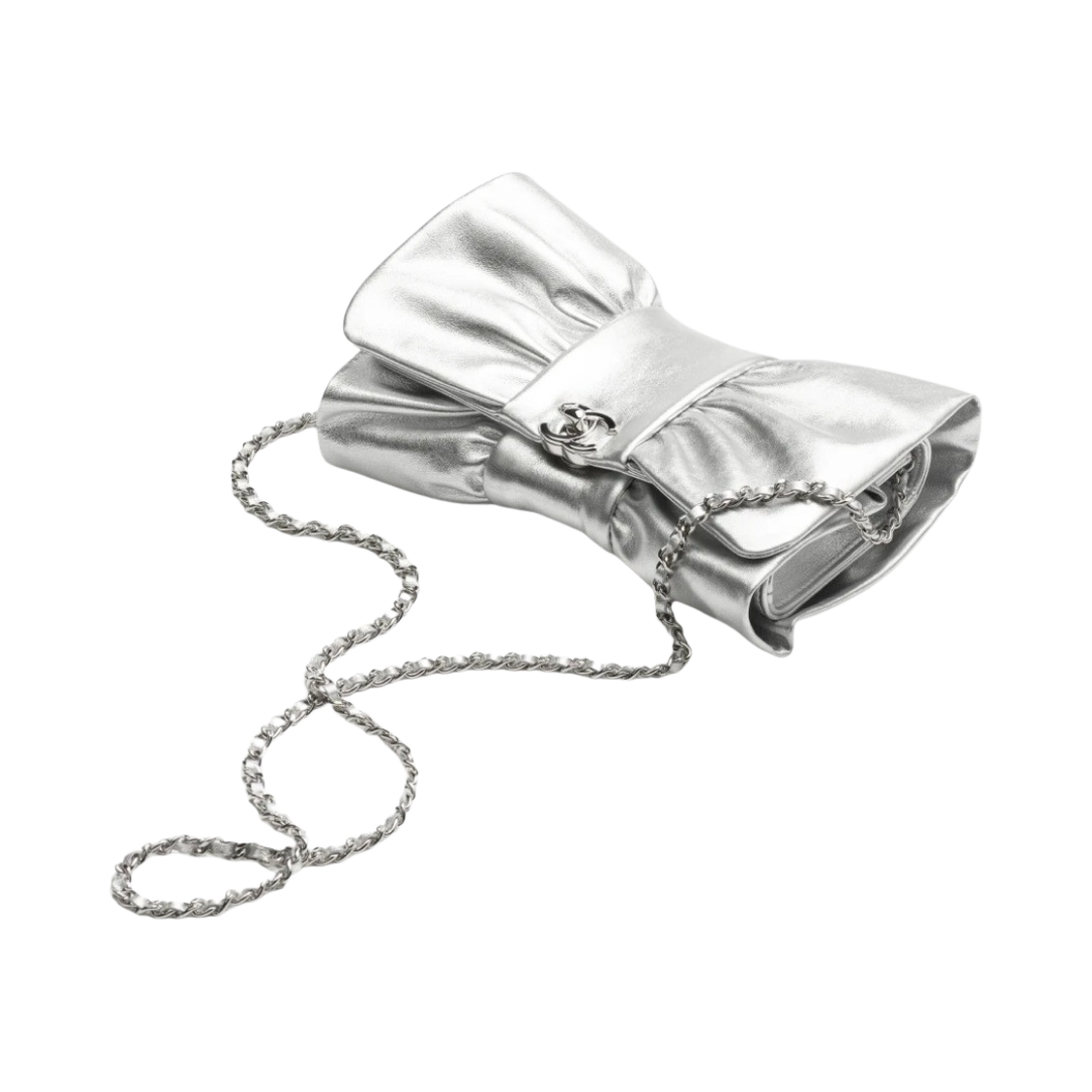 AS5129-B17655-NZK51 Chanel Clutch Metallic Lambskin & Silver Silver - #2