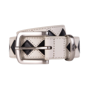 Stussy Argyle Stitch Leather Belt Cream